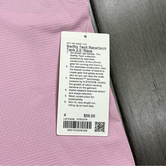 Lululemon NWT Swiftly Tech Racerback Tank Top 2.0 *Race Length Vitapink - Picture 5 of 7